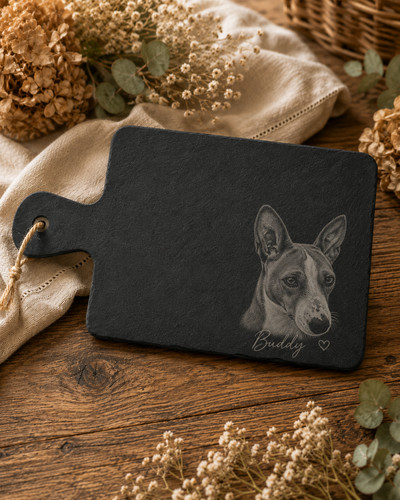 Slate serving tray - tray,, basenji