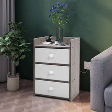 Grey 3 Drawers Bedroom Bedside