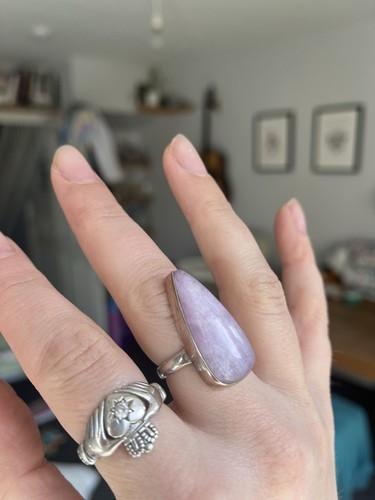 925 kunzite ring statement - ring,