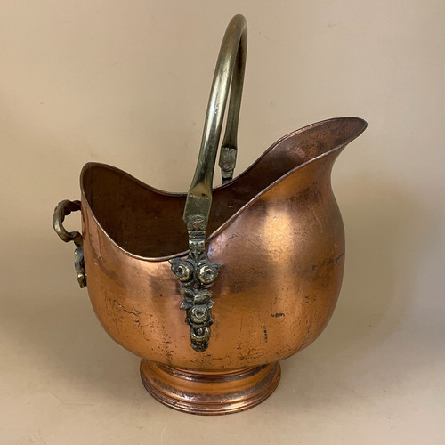 Copper coal bucket ornate - copper,