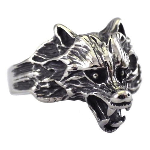 Wolf ring mens silver - wolf,