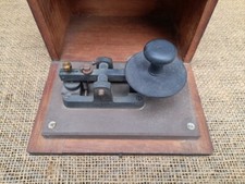 Early Military Morse Telegraph Key in Wooden Box