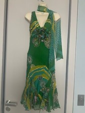Elie Saab vintage green floral sequin embroidered dress size 42