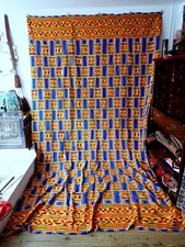 Kente Cloth Hanging Hand Woven Textile Ghana Africa Wall Hanging Tapestry Vtg
