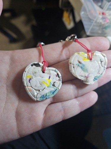 Polymer clay heart - polymer, earrings