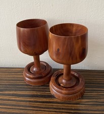 Pair 2 Vintage Hand Carved