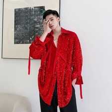 Men Sequined Velvet Button