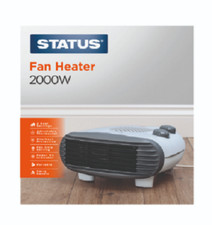 STATUS 2000 Watts Portable Flat Fan Heater 2 Heat Settings Adjustable Thermostat