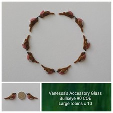 Bullseye 90 COE large robins x 10, 5 mirrored pairs fused glass fusing art