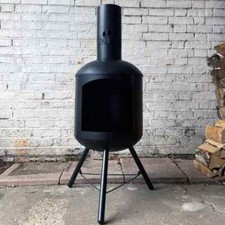 Log barn chiminea fire pit - chiminea,