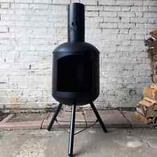LOG BARN CHIMINEA FIRE PIT WOOD LOG BURNER LARGE PATIO HEATER STEEL 124cm  Luxur
