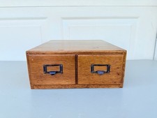 VINTAGE 2 DRAWER OAK LIBRARY