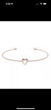 Ted Baker Ultra Fine Rose Gold Fine Hasina Cuff Bangle With Crystal Heart New