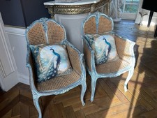 A Pair Of Old French Cane Armchairs