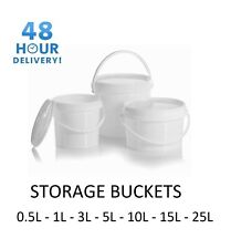 Plastic Buckets Tubs White Containers Tamper Evident Lids 0.5L 1L 3L 5L 10L 25L