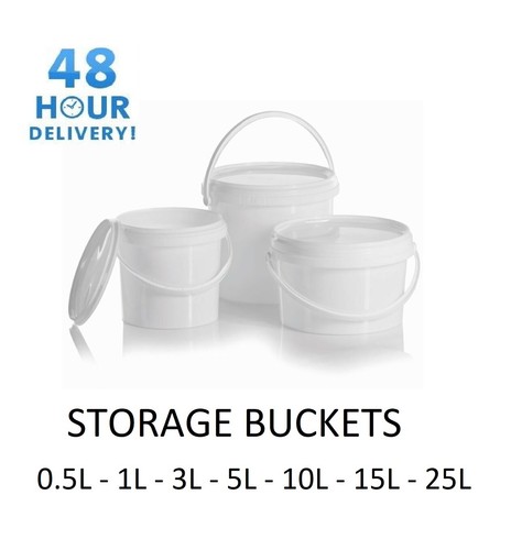 Plastic buckets tubs - buckets, white