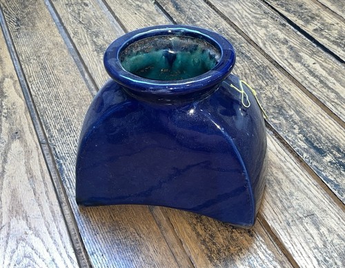 Large blue heavy ceramic stone - blue,