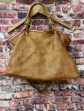 Preloved Ladies VERA PELLE Light Brown Leather Top Handle Bag 11x15x8 in- CG C04