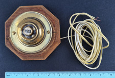Large brass Doorbell Push Button & backboard. Working order. Victorian Edwardian