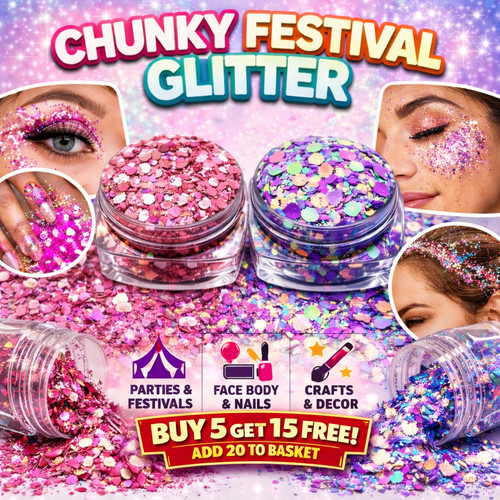 Chunky mixed glitter - pot, nail
