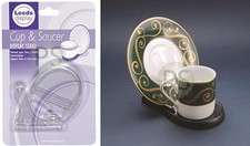Cup and Saucer Plate Stand /Tea Set Display Stand in Black & Clear Plastic
