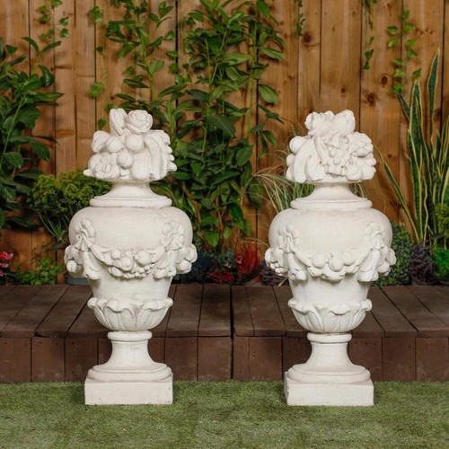 Pair large white stone cast - white,