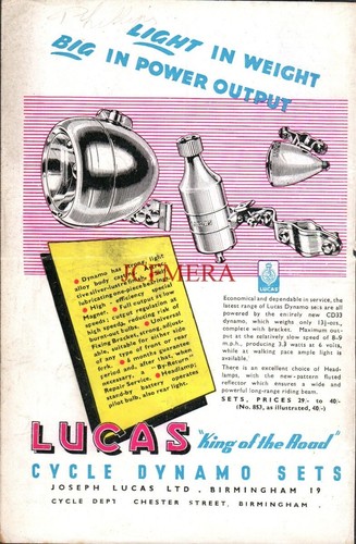 Lucas cycle dynamo lighting - lucas,