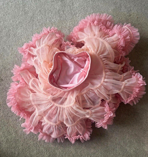 Pink solid tulle ruffle flare - tulle,
