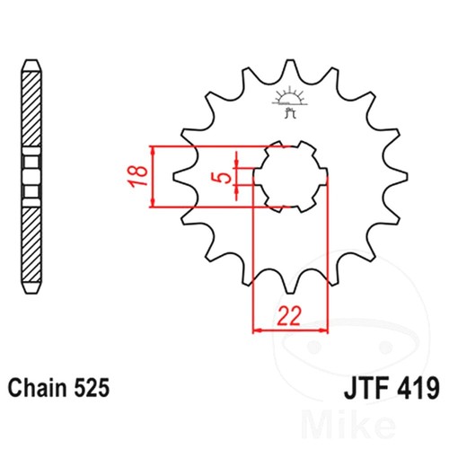 Front sprocket tooth - front, 14