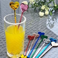 Personalised Drink Stirrers, Wedding Drinks Stirrers, Heart Party Drink Stirrers