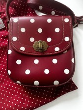 Cath Kidston RED Polka Dot Leather Cross Body Bag/Saddle Bag - Limited Edition