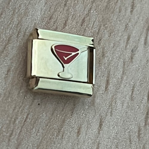 Wine glass gold charm fit - glass,