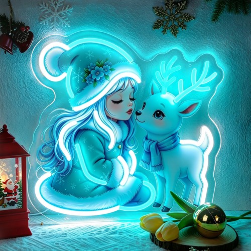 Winter girl reindeer - winter,