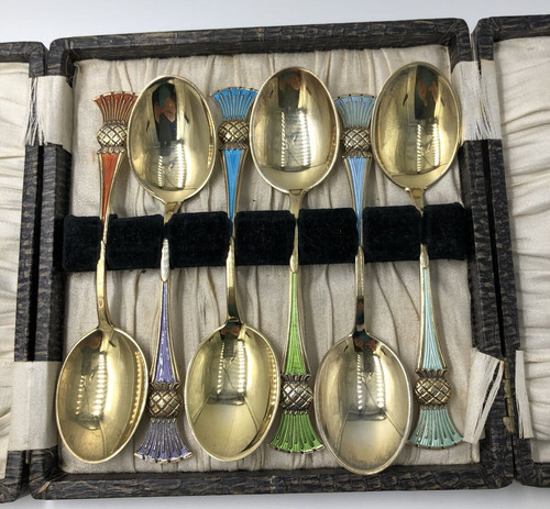 Set norwegian silver - silver, enamel