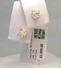 $3,999 – Certified 3/4 CTTW Real Diamond Stud Earrings – Solid 14K Yellow Gold