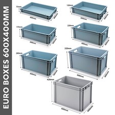 Grey Heavy-Duty Euro Stacking Storage Boxes 600x400mm – Industrial Grade
