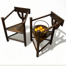 Pair of Carved Nordic Oak