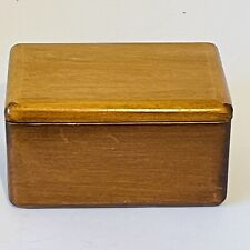 Vtg Wooden Box With Lid Handmade Small Treen Felt Lined Stash Jewellery Trinket