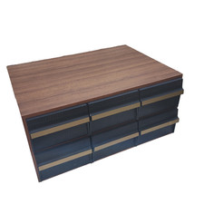 Vintage Cassette Tape Storage Box 72 Retro Teak Wood Effect Finish 6 Drawers