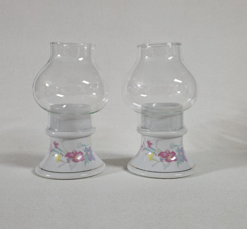 Pair vintage glass dome - of,