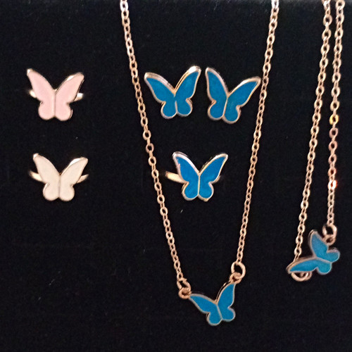 Butterfly enamel jewellery set - enamel,
