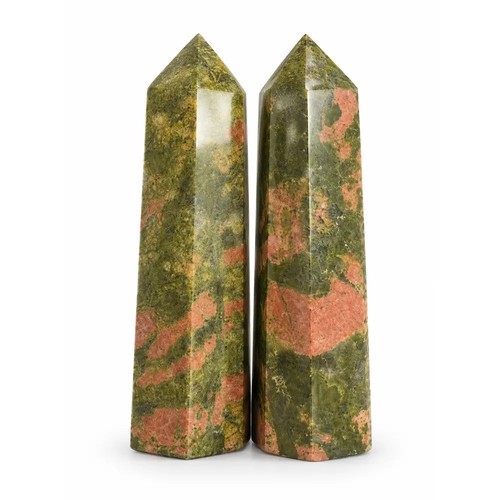 Natural unakite crystal tower - unakite,