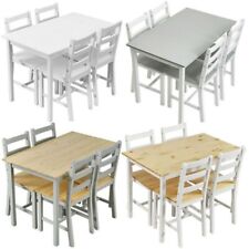 New Solid Wood Dining Table and 4 Chairs Set Home Kitchen Furniture 4 Colours