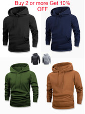 New Mens Fleece Hooded Pullover Sweatshirt Jumper Lightweight Hoodie