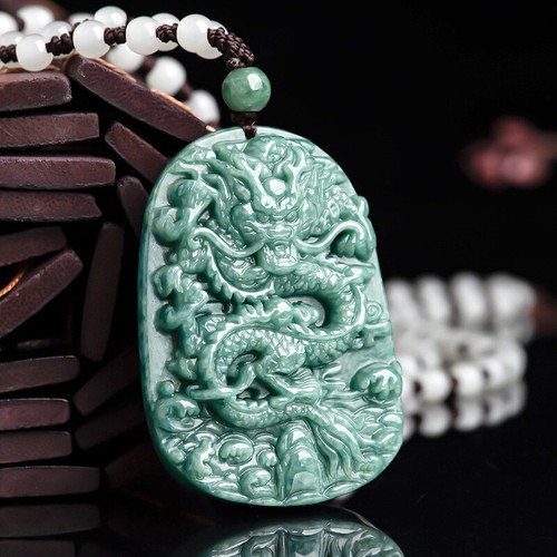 Natural jade dragon pendant - natural,