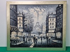 Large Framed Paris Scene Oil on Canvas Painting Signed by the Artist Kenneth