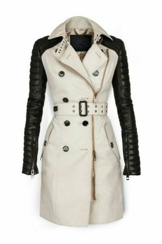 Women leather trench coat - women's,