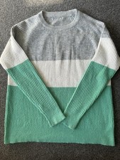 Ladies Knit Jumper Matalan Size large Green, Grey And White 