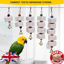 Bird Chewing Toy - Parrot Beak Grinding Calcium Stone with Bells Cage Accessory