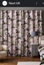 NEXT Mauve Purple Floral Blackout/Thermal Sateen Eyelet curtains  W 168, D 182CM